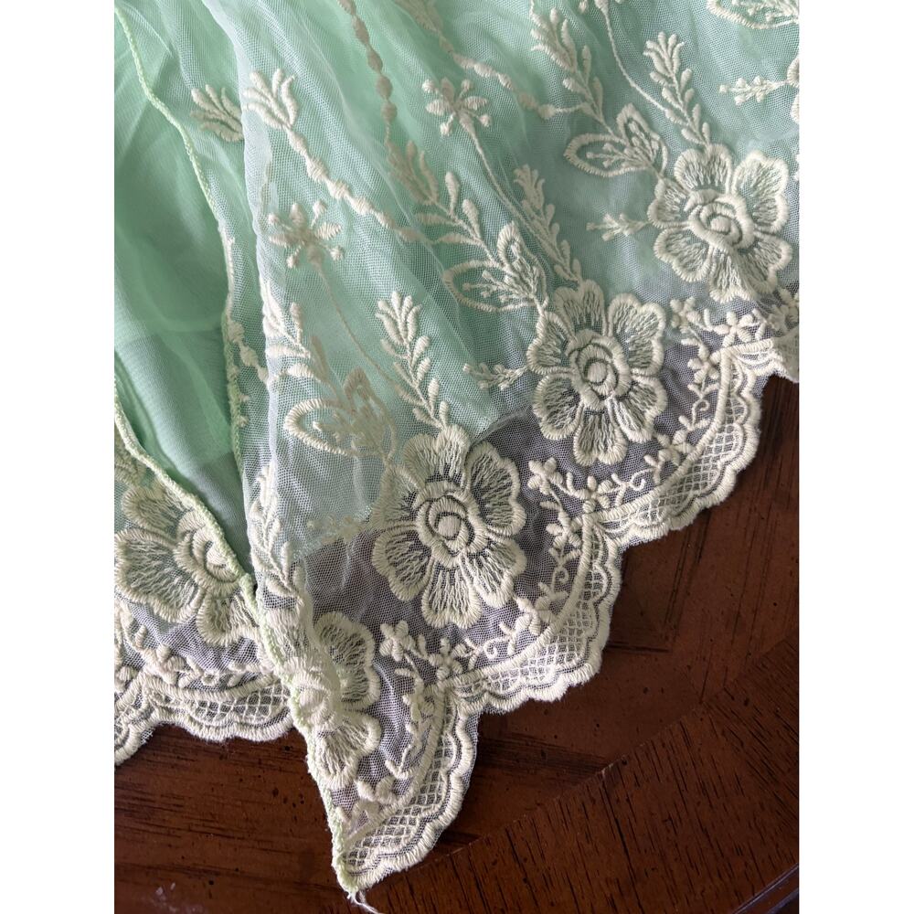 Pretty Angel Green Silk Chiffon Embroidered Fairy Boho Layered Dress Medium - Picture 7 of 12